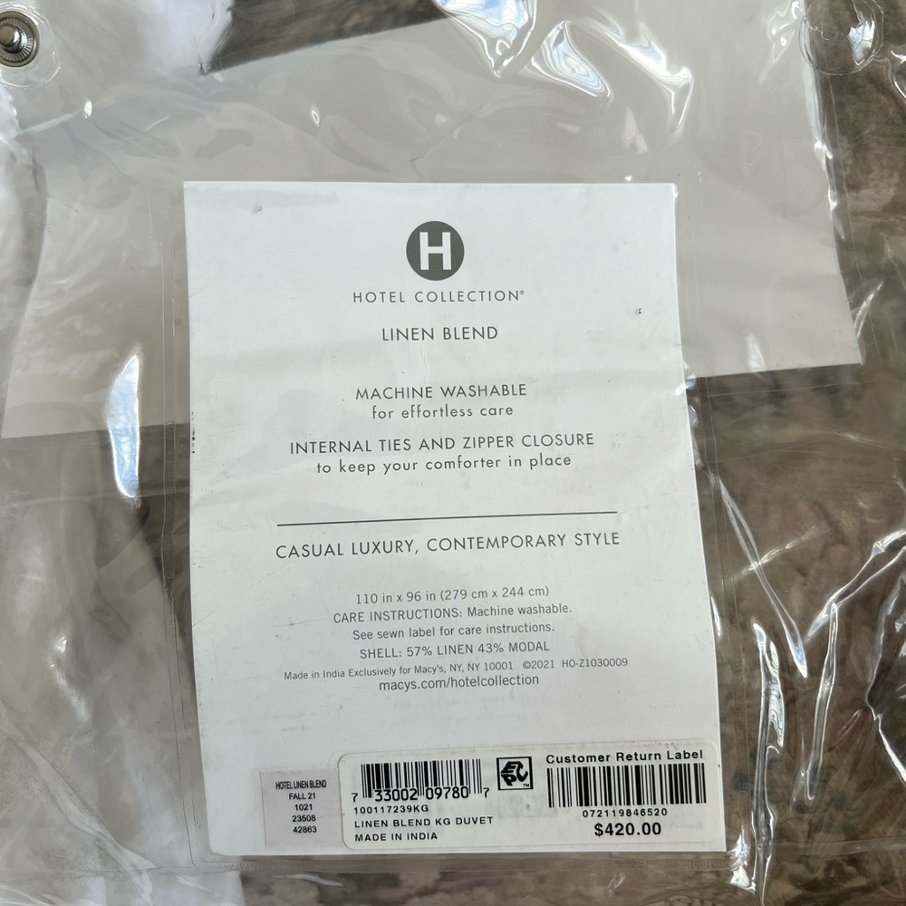 Hotel collection linen blend king duvet cover white - Picture 5 of 7
